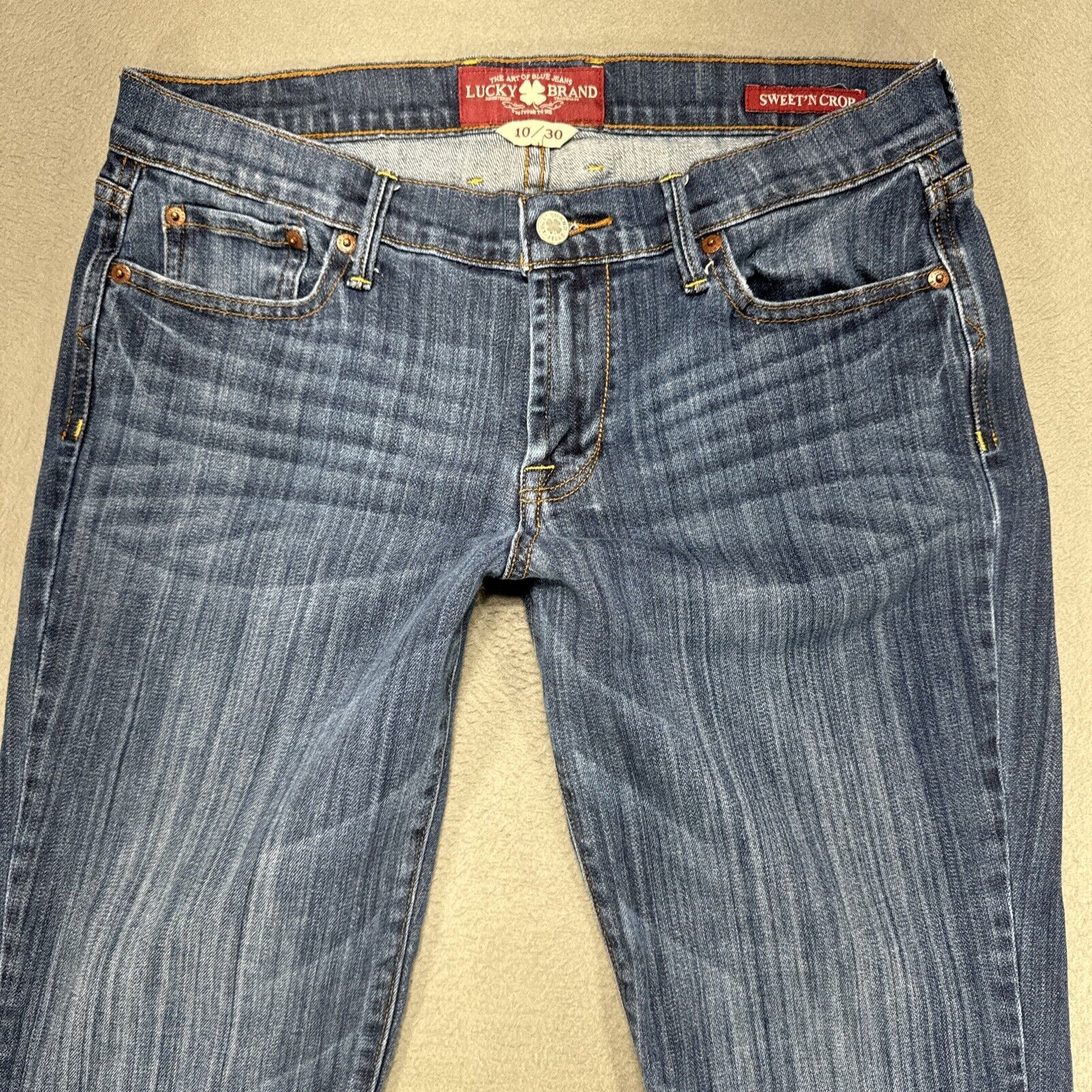 Lucky Brand Jeans Womens 10/30 Blue Sweet N Low Crop Whisker Fade Stretch Denim